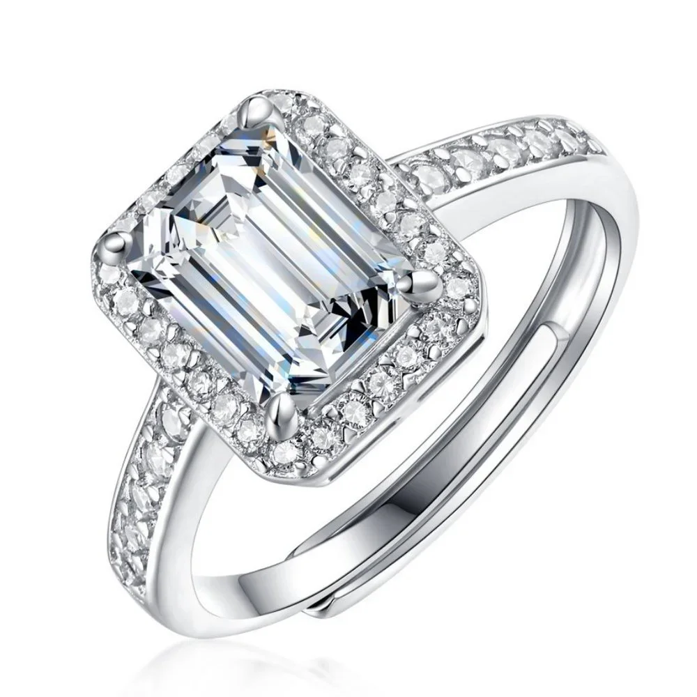 Certified 2 ct. t.w. Moissanite Diamond Emerald Cut Engagement Ring NEW - Picture 3 of 11